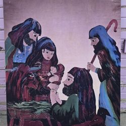 Vintage Nativity Scene Tapestry 