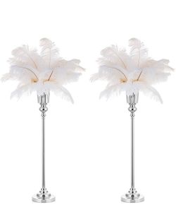 NUPTIO Centerpiece Vase Tall Wedding: 2 Pcs 30.5" Silver Flower Stand for Table Metal Trumpet Vase for Party Decorations