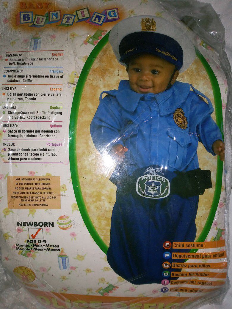 Halloween Costume Youth Kids Child Boys Girls Size Newborn Baby 0-9 Months Police Officer