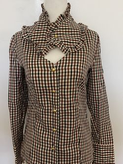 Priorities Button Down Long Sleeve Shirt With Ruffled Detailing In Xs