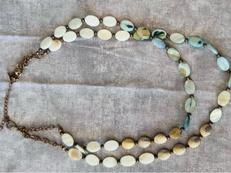 Double Strand Shell and Gold Bead Necklace