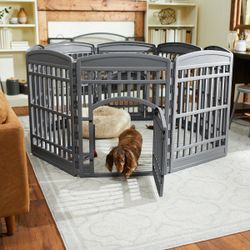 Brand New Sturdy 8-Panel Exercise Dog Playpen, 34”H, Grey