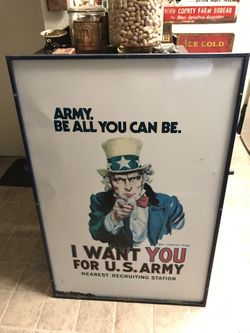Large Authentic Vintage Metal US Army Uncle Sam Recruiting Sign