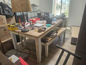 Wooden Table With Benches