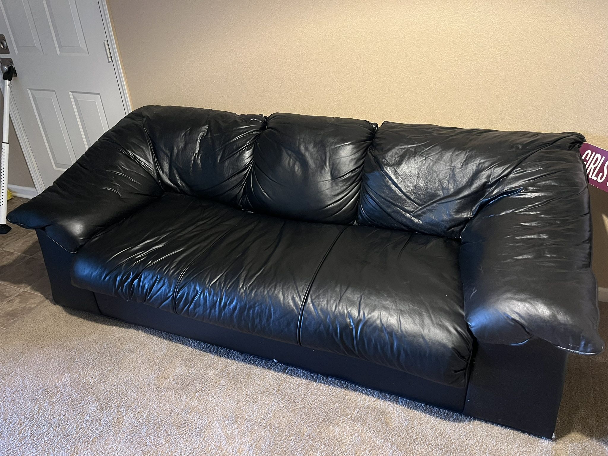 Leather Couch & Ottoman