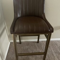 Beautiful Barstools Real Brown Leather Used For My Makeup Vanity $60 firm