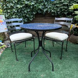 Mosaic bistro set with two matching chairs