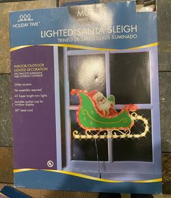 Holiday Time Lighted Santa Sleigh Decoration