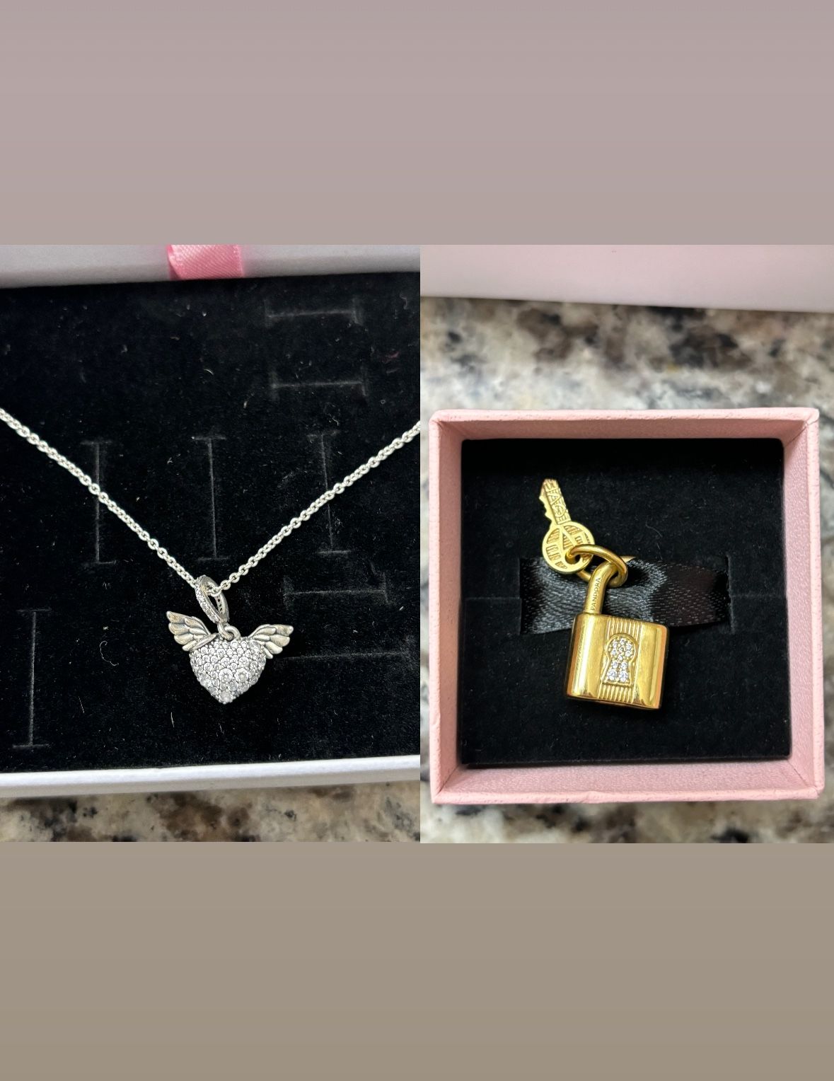 Pandora Heart Necklace + Lock Charm
