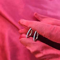 10k Rose Gold Diamond Hoop Earrings 0.10 ctw