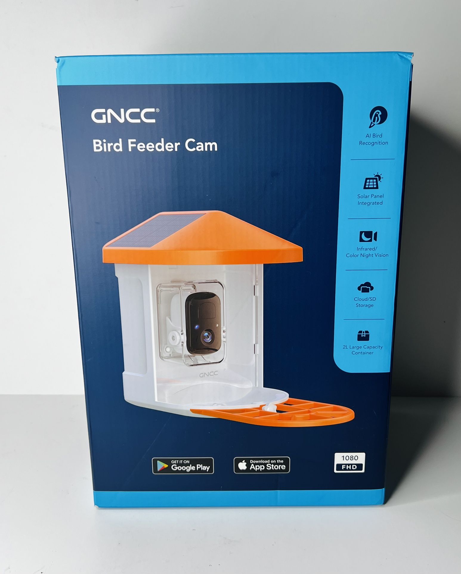 GNCC Smart Bird Feeder with Camera Wireless Outdoor, 1080P Wild Bird Feeders, Auto Bird