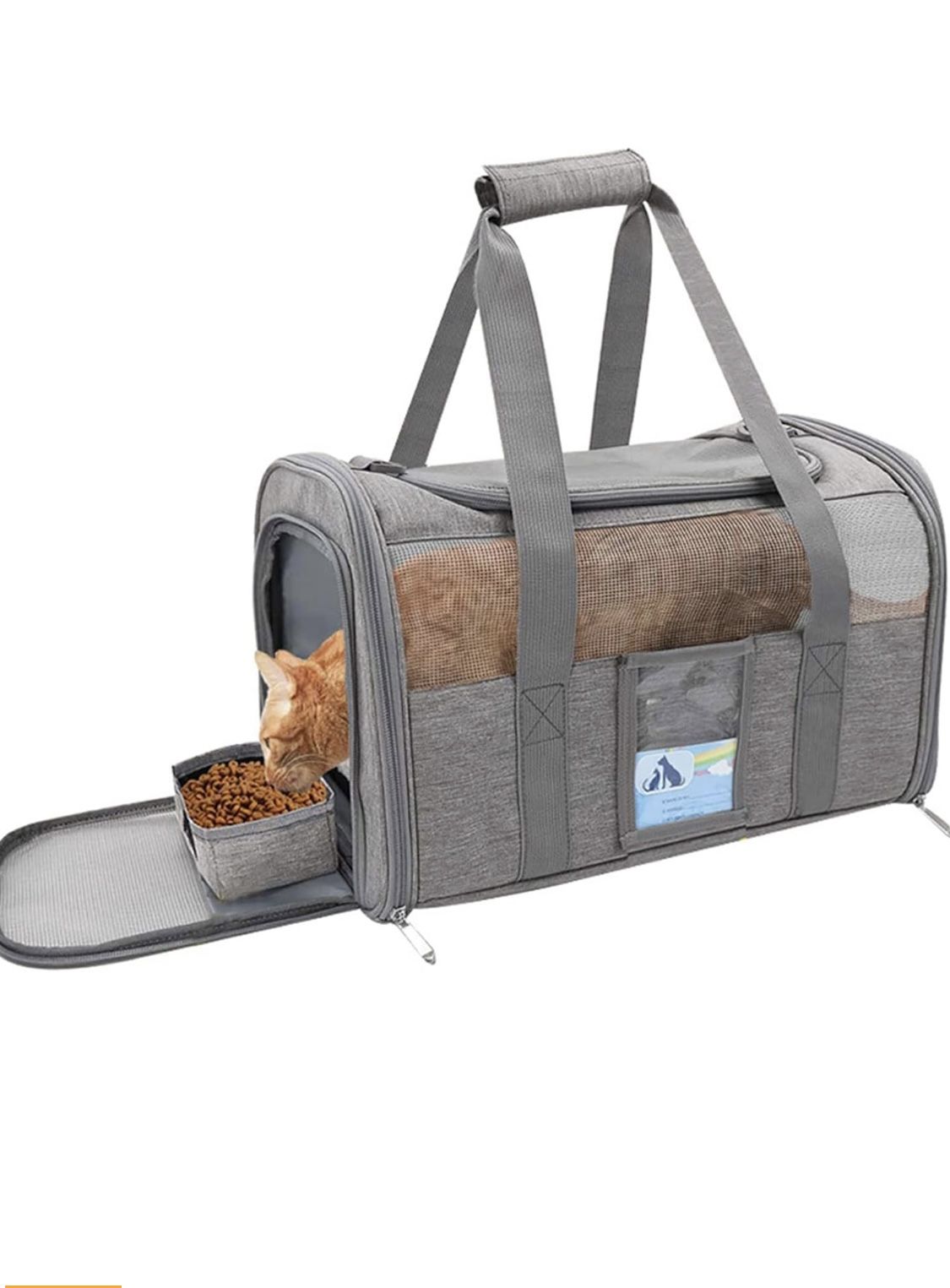 Cat & Dog Carrier for Small, Medium Kittens & Puppies ( 15 Lbs) w/food Bowl!