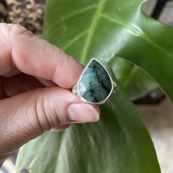 Sterling Silver Faceted Emerald Ring 