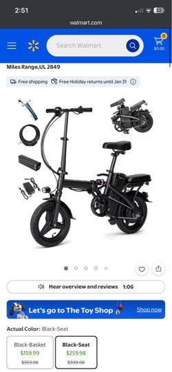 T1 Electric Bike Black with add-ons, Powerful E-bike 330 lbs load and 2-seater version adjustable to fit any size | UNOPENED STILL IN BOX