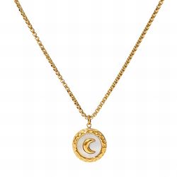 18K GOLD PLATED STAINLESS STEEL "CRESCENT" NECKLACE