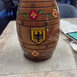 Deutschland Wooden Keg  Coin Bank From Germany