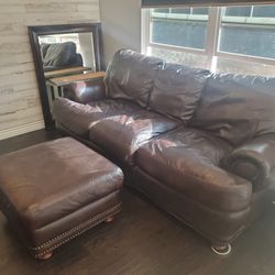 Leather Couch With Chair And Ottoman