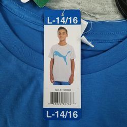 Puma Youth Boys Blue / Grey 2 Pack Short Sleeve Tee Pick a Size large 14/16