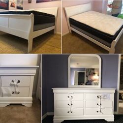 White Sleigh Beddroomset/Queen, full,twin,king size Available/Discount Code 👈/Delivery Available 🚚/Home Decor/Household 