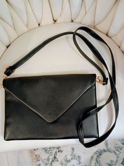 Black Leather Envelope Crossbody Bag
