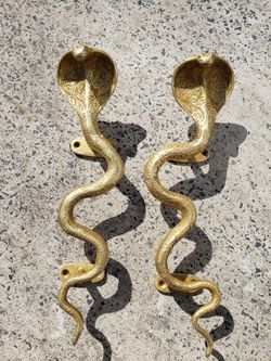 Brass Pair Of Snakes Door Handles
