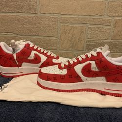 BRAND NEW Louis Vuitton Nike Air Force 1 Low by Virgil Abloh white/red Size 10 US