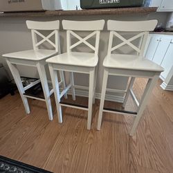 Bar stool with backrest, white IKEA INGOLF 