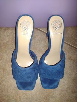 Vince Camuto Blue Suede Quilted Mules 10M/42