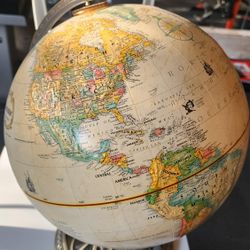 Vintage Globemaster 12" World Globe with Ornate Brass Base – Excellent Condition