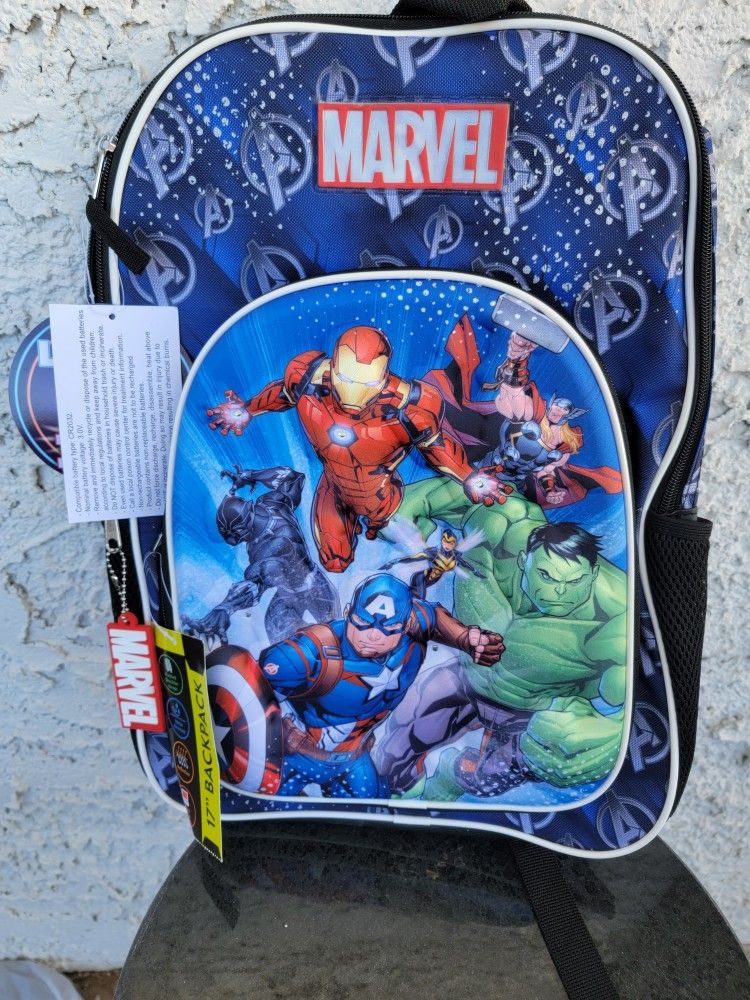 Avengers Boys’ 17″ Light‑Up Backpack with bonus keychain