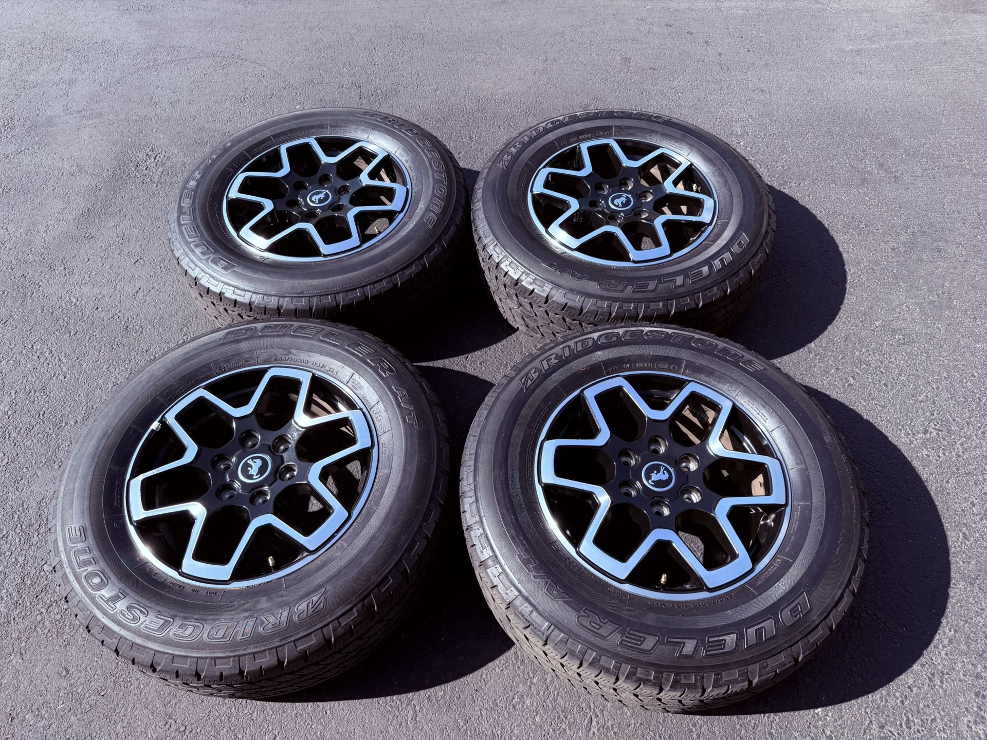 (4) 18” Ford Bronco Wheels 255/70R18 Bridgestone Dueler A/T - $400