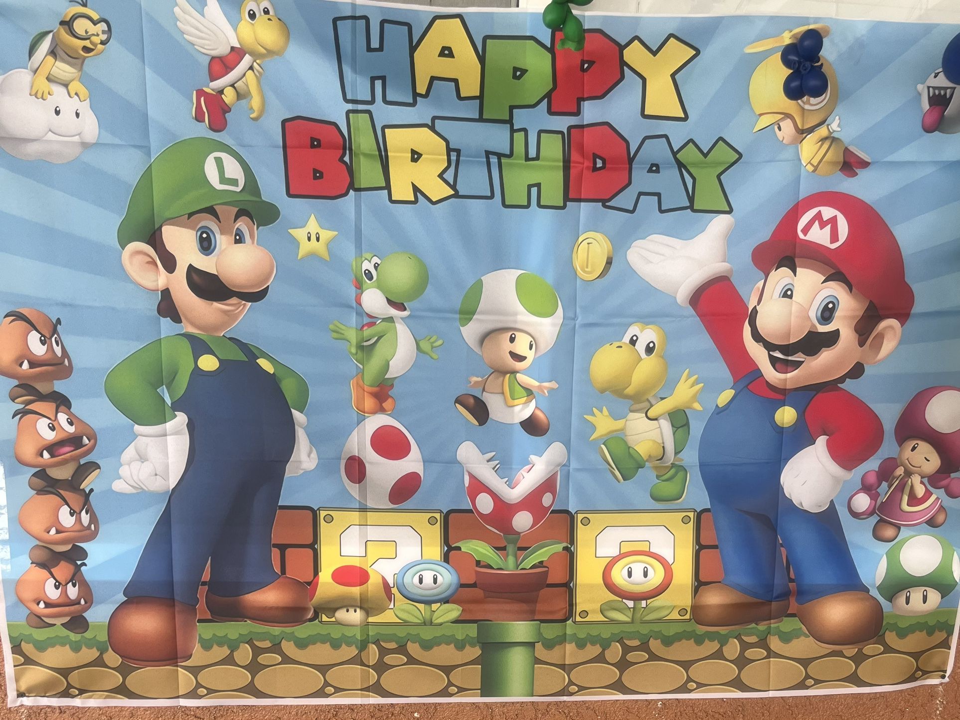 Super Mario Birthday Banner 