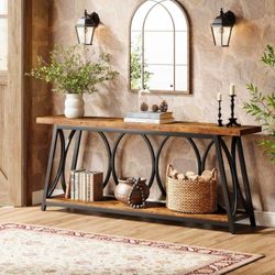 Rustic Wood and Metal Console Table