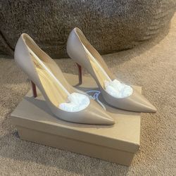 Christian Louboutin Apostrophy Pump 100 – Nude Nappa Leather (Size 38)