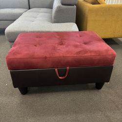 New 33.5" Flannel Polyester Blend Living Room Rectangle Ottoman with Storage