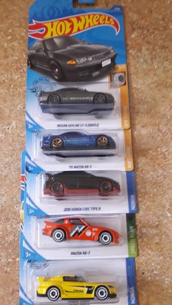 HOT WHEELS MASDA RX-7,2018 HONDA CIVIC TYPE R,NISSAN SKYLINE GT-R,95 MASDARX-7