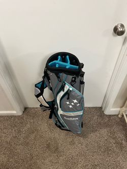 Tour Edge Lady Edge Stand Bag featuring a gray and light blue color scheme with a star embroidered detailing