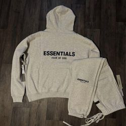 Size small Fear of God Essentials hoodie & sweatpants light oatmeal color.