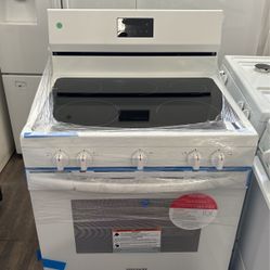 NEW FRIGIDAIRE WHITE GLASS TOP ELECTRIC STOVE 