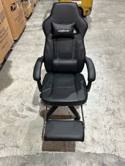 LUCKRACER Gaming Chair with Legrest, Ergonomic Computer Chair with Footrest Gamer Chair PU Leather Swivel Lumbar Support Racing Style E-Sports Game Ch