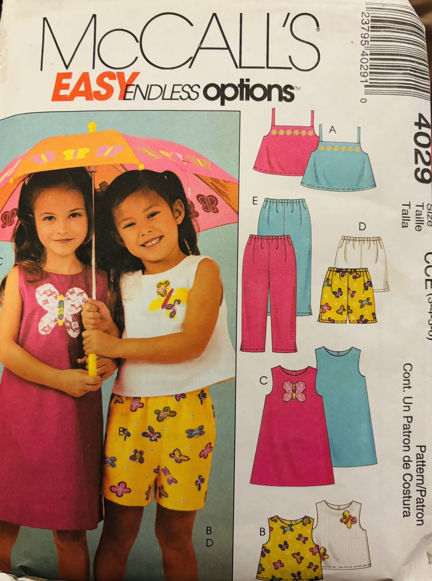 Vintage Girls Easy Endless Options McCall's 4029 Sizes 3-6