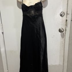 Victoria's Secret Vintage balconette corset Maxi Satin Slip Dress Black Size 34C