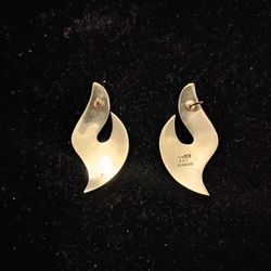 Mexico 925 Sterling Silver Fire Flame Earrings 