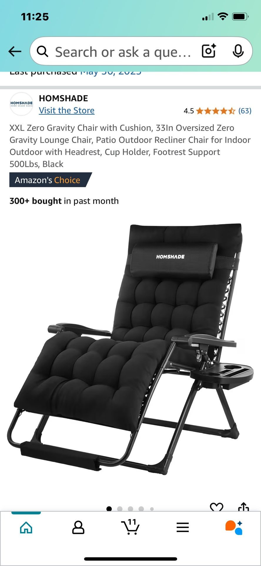 XXL Zero Gravity Chair Blk.