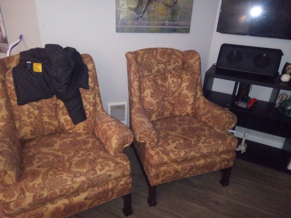 Thomasville Chip And Dale Wingback Chairs 