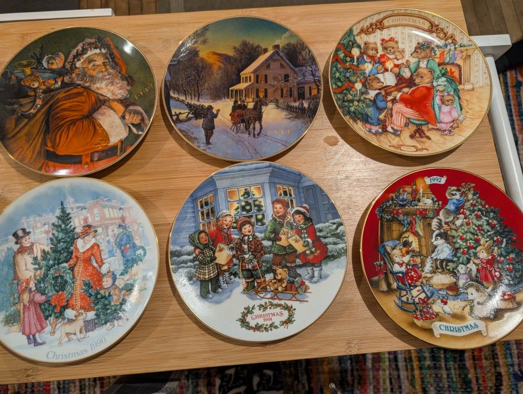 Vintage Porcelain Avon Christmas Plates
