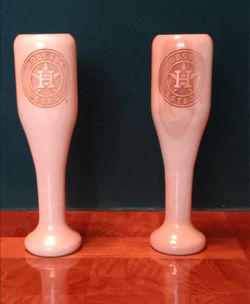 Housron Astros Wined Up Wine Baseball Bat glasses & Mac etched glass cup.