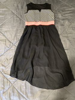 Sheer Black And White Hi/Lo Dress