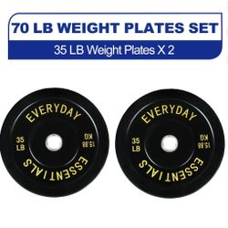 BalanceFrom Olympic Bumper Plate Weight Plate, 35 Ibs Pair Black