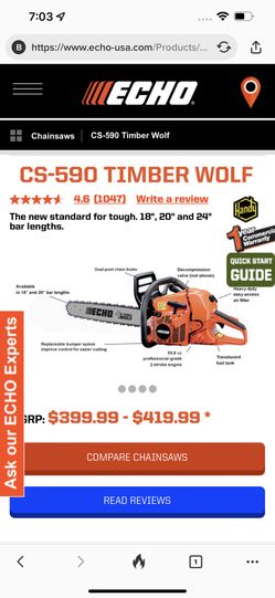 Echo Cs590 Timberwolf 20”bar